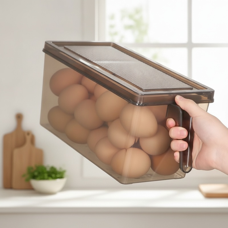 5L Large Capacity Refrigerator Organizer Box with Handle, Multi-Functional Storage