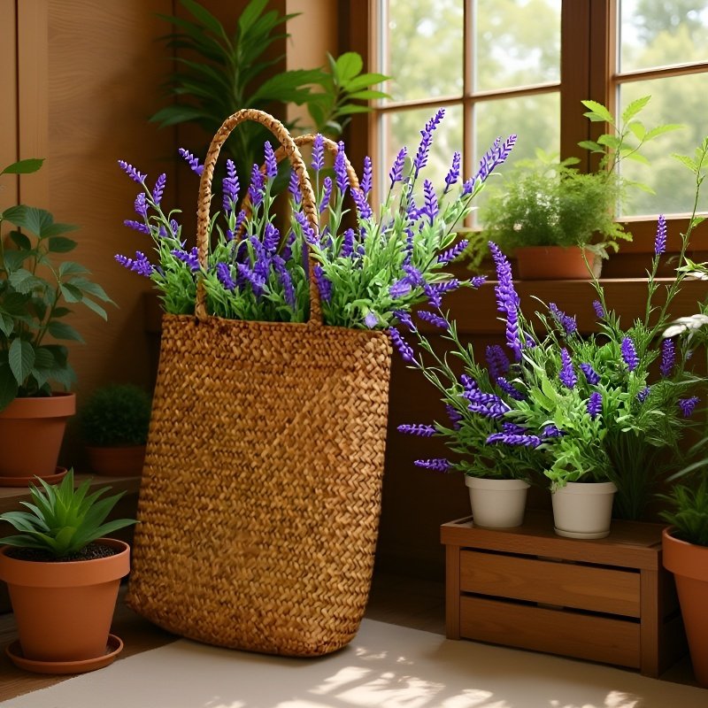 Ručně tkaný mořský řasový květinový košík