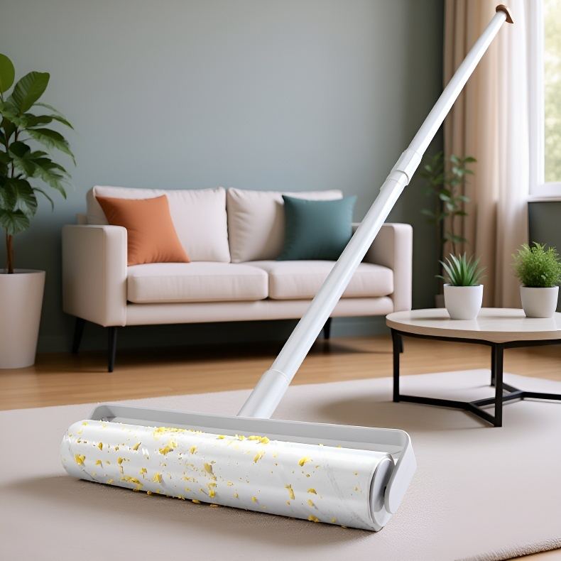 가정용 머리 흡입 롤러 브러시 긴 막대 신축성 찢어진 교체 롤러 점모기 침대 바닥 청소 먼지 롤러 브러시