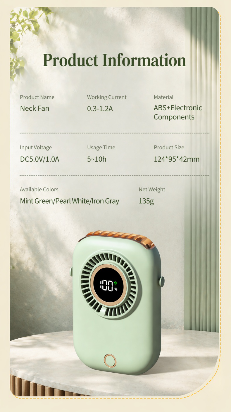 Adjustable personal cooling fan for summer