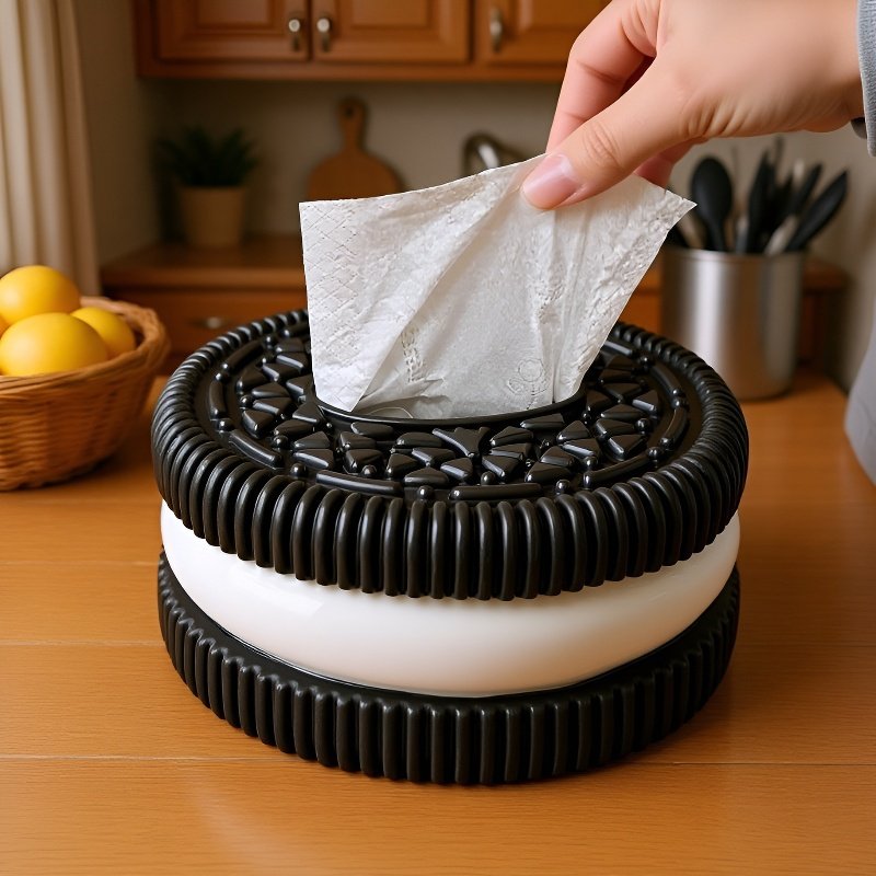 책상 위에 놓인 심플 오레오 티슈 박스