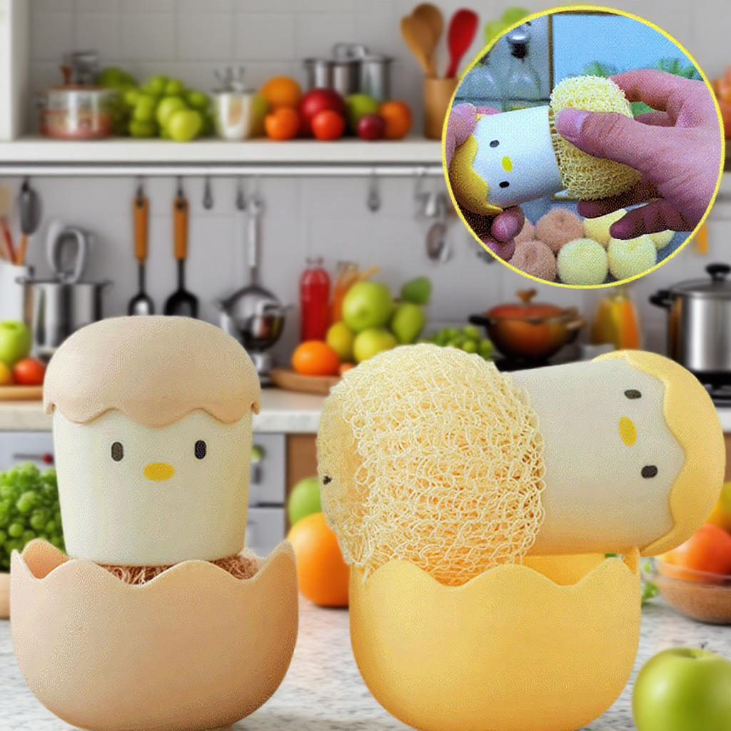 Huevito de Fibra de Pollo para Limpieza Creativa