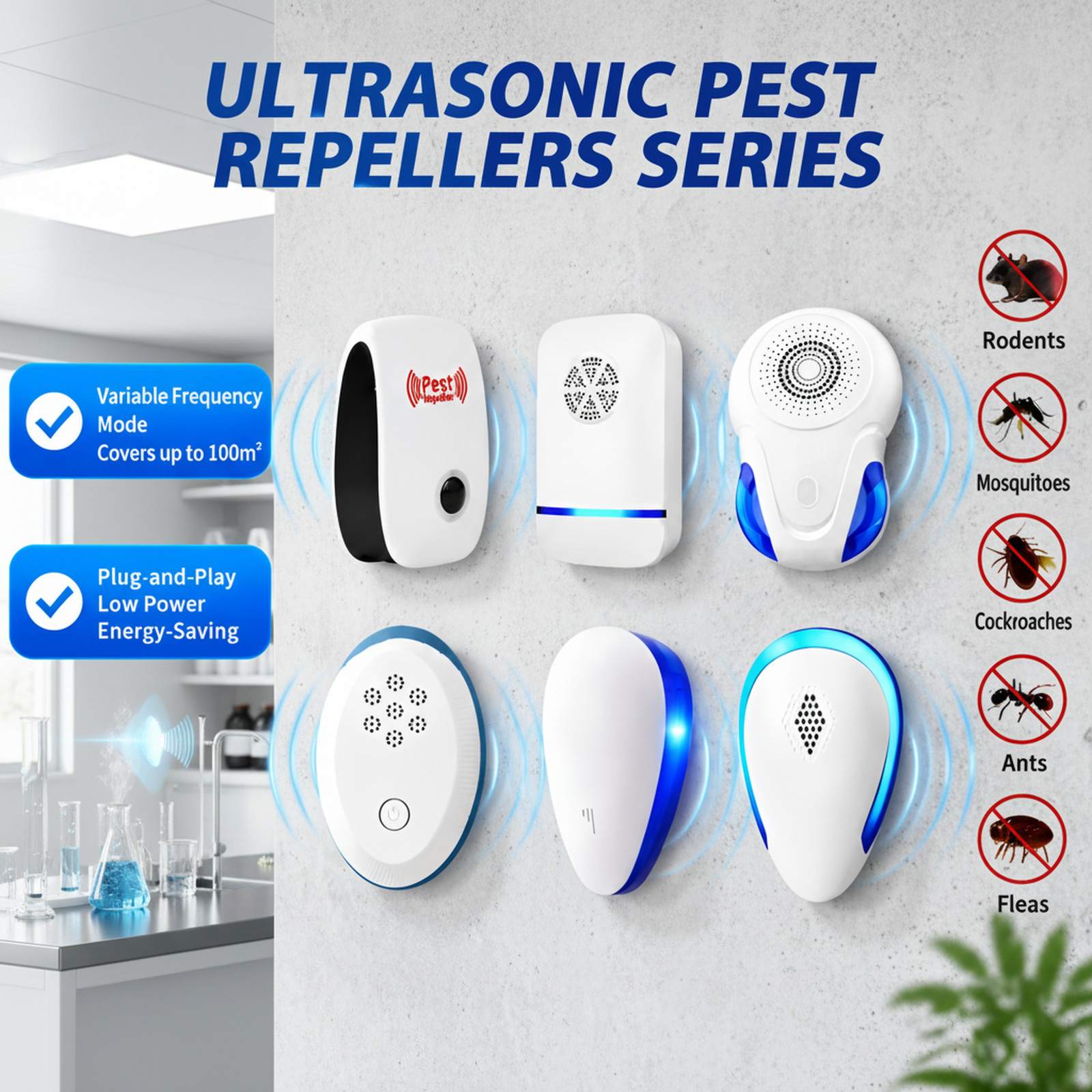 Multifunctional Ultrasonic Mouse, Pest, and Mite Repeller