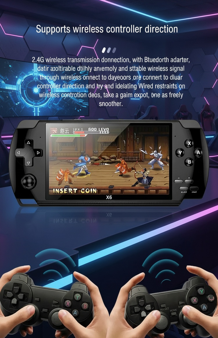 Immersive gaming with large screen, HD handheld game device