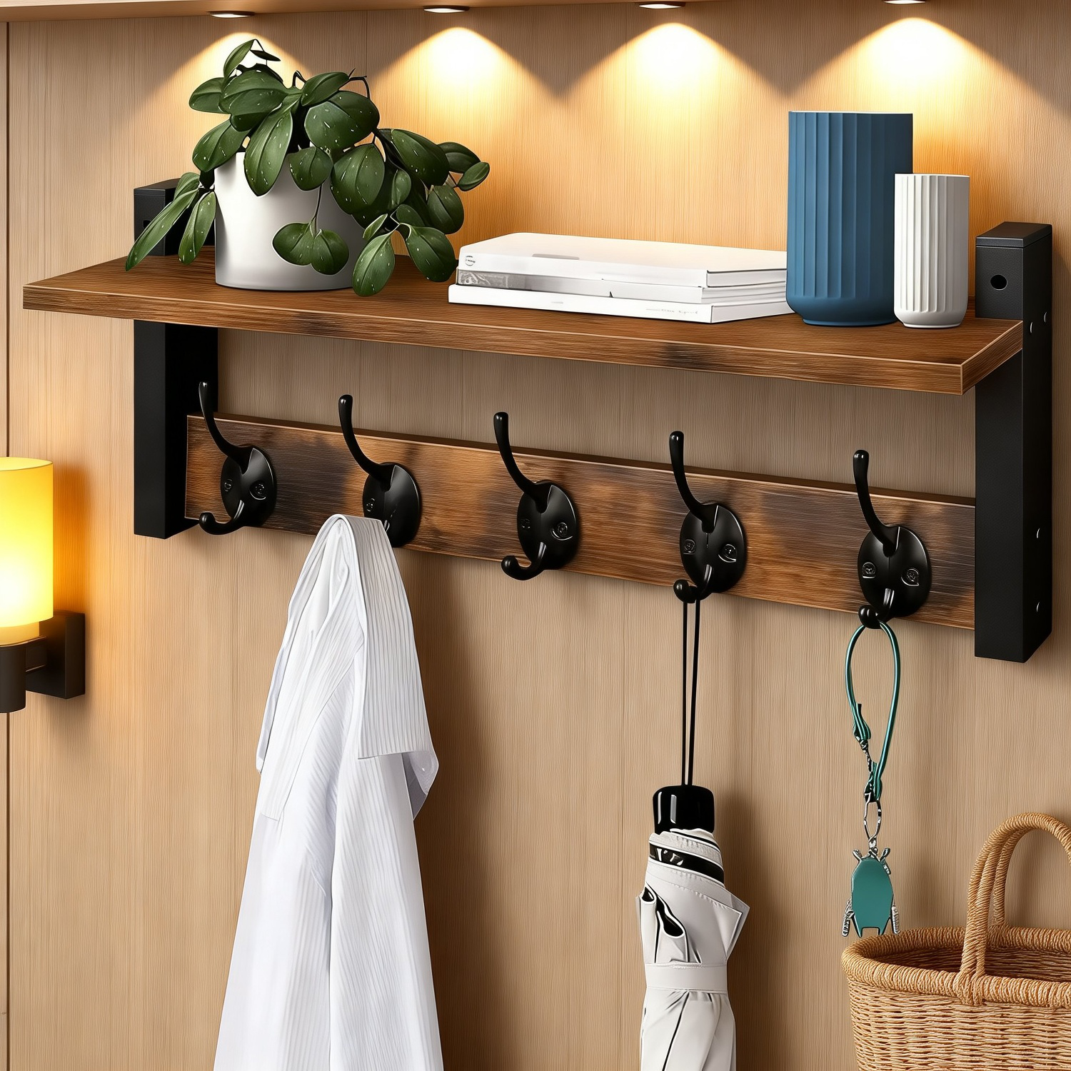 鍵や小物を収納できる壁掛けラック