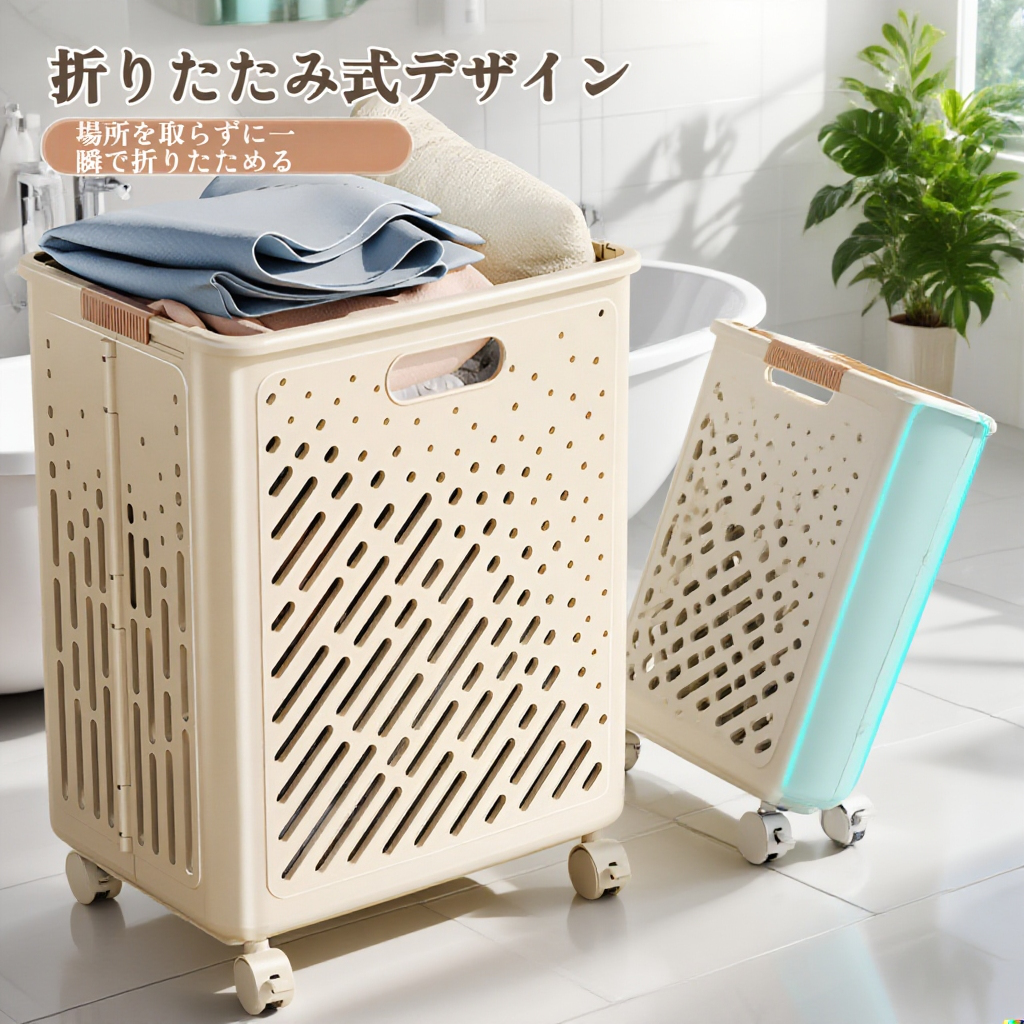 スリム洗濯かご 折りたたみランドリーボックス