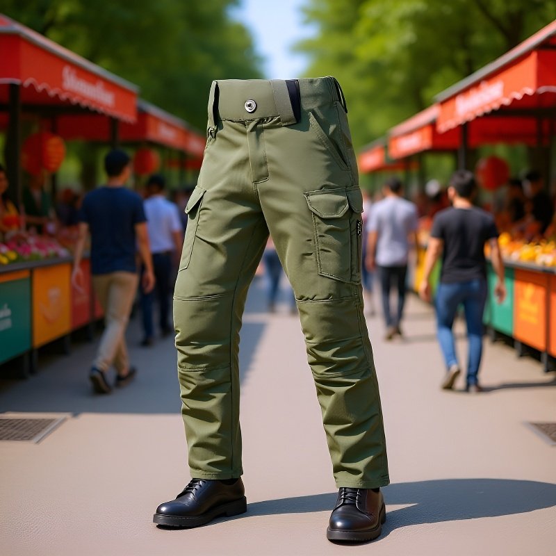 군사 스타일 남성 작업 바지 측면