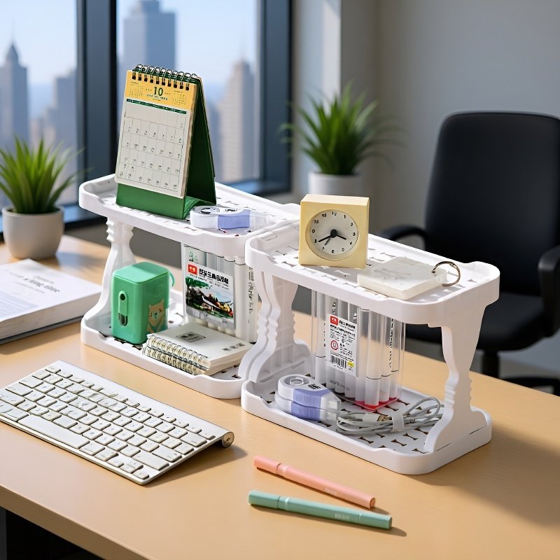 Estante organizador de oficina de alta gama de doble capa, estante de drenaje para baño