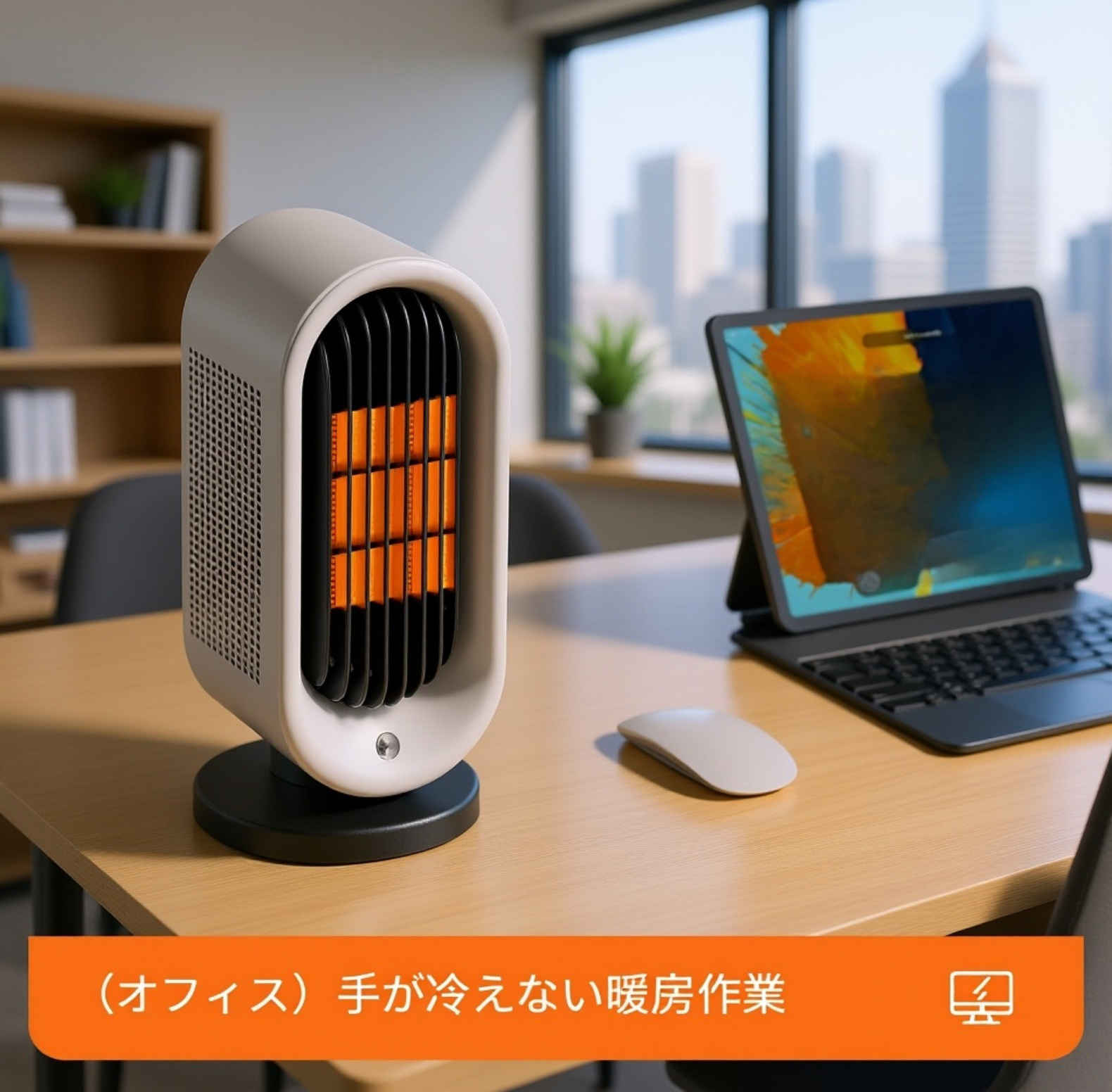 静音運転の卓上電気ヒーター