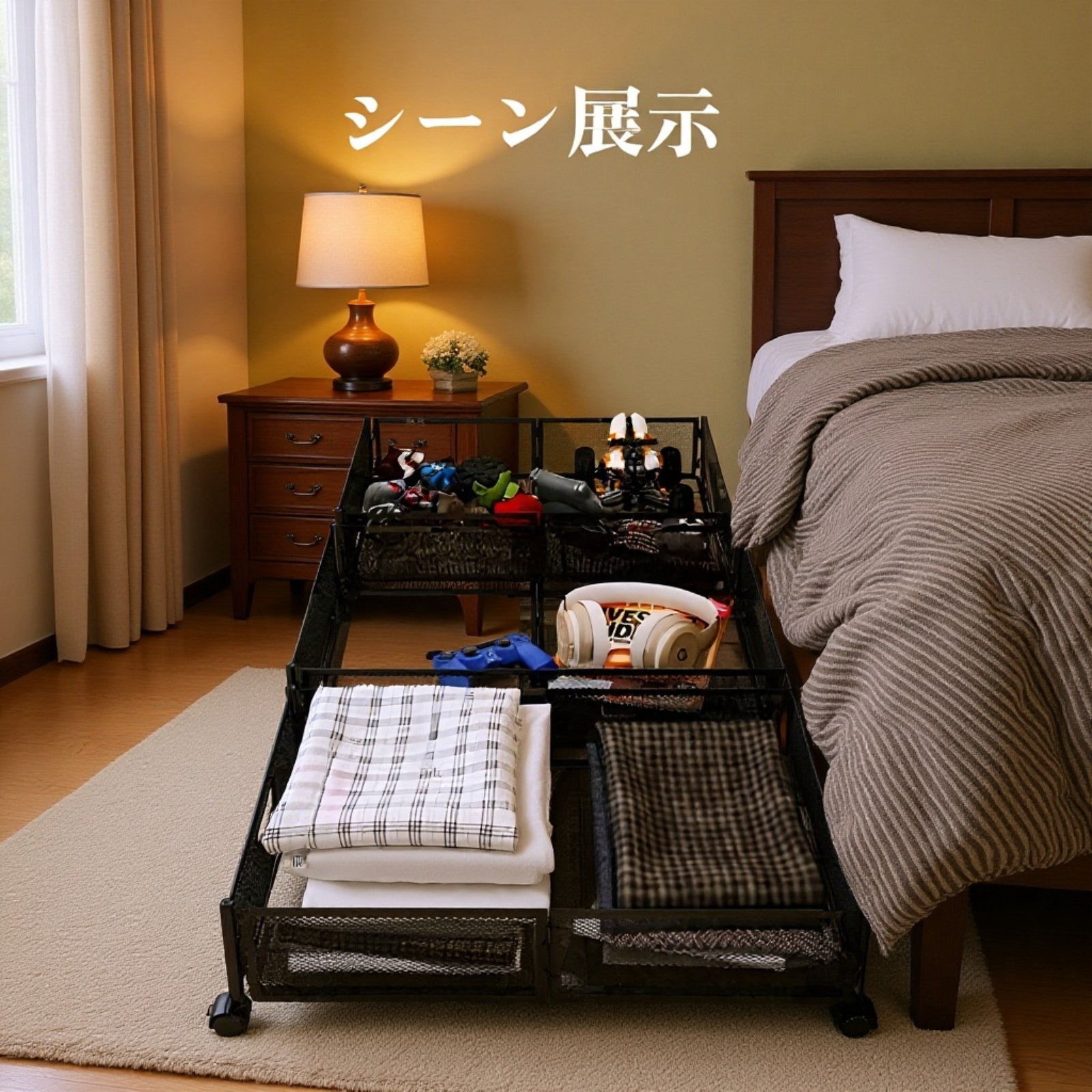 ベッド下収納キャスター付き衣類収納ボックス大容量