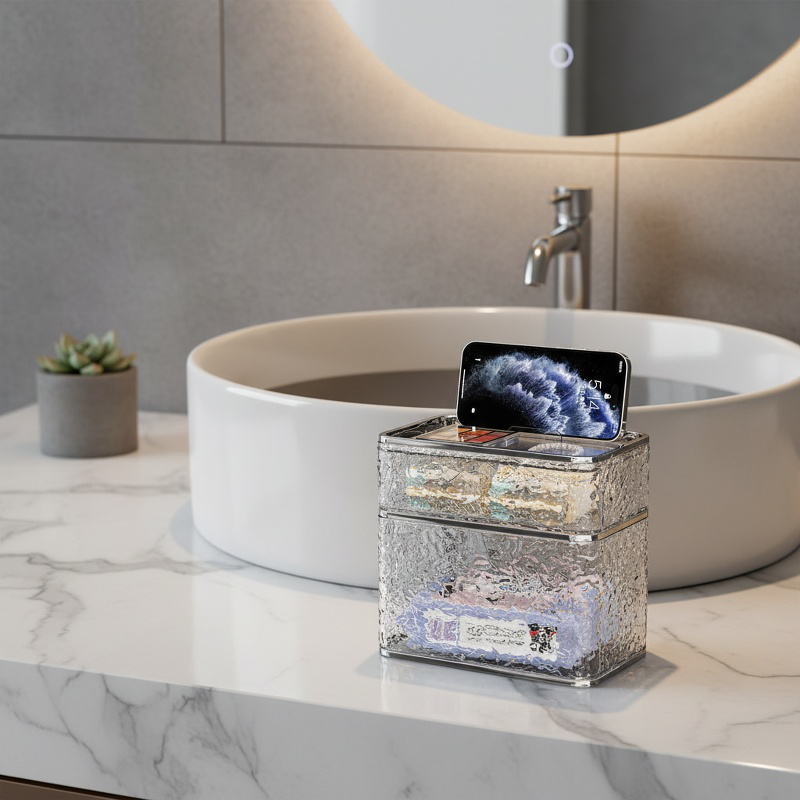 Wall-Mounted Water Wave Tissue Box for Bathroom