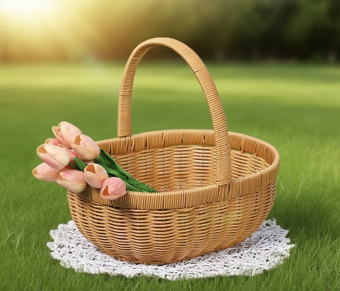 リビングや玄関で使える手提げ籐バスケット