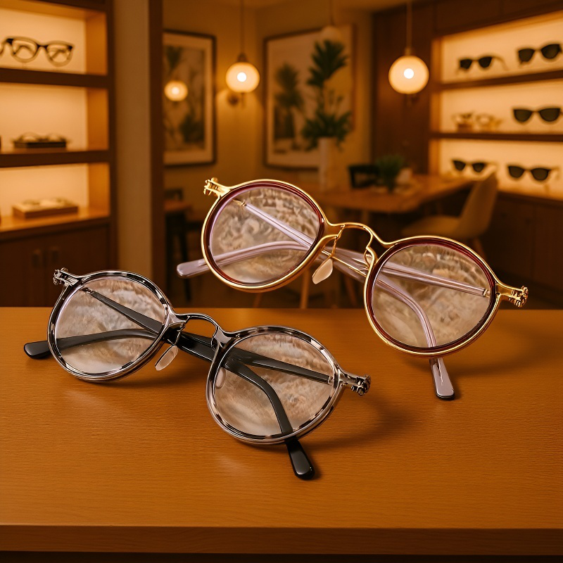 スイープブラックストームメガネレトロラウンドフレームアンチブルーメガネプレートメガネフレーム近視光学ミラーフラットミラー