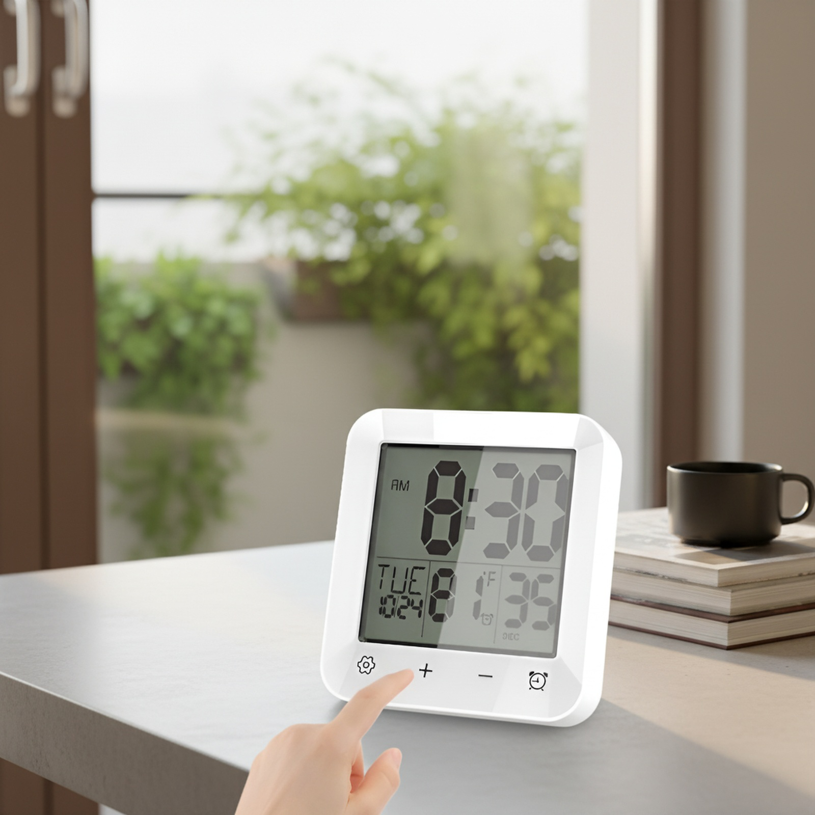 Waterproof bathroom clock with suction cup, multi-functional bathroom thermometer, wall-mounted cloc