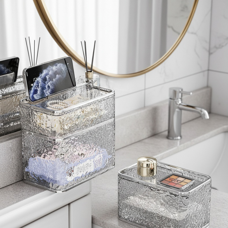 Wall-Mounted Water Wave Tissue Box for Bathroom