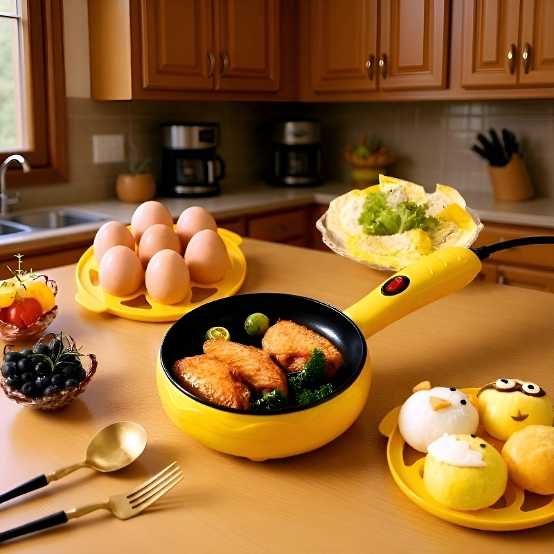 Mini cocina eléctrica para el hogar, antiadherente para hervir y freír huevos