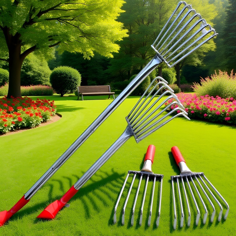 Person using extended rake to gather clams