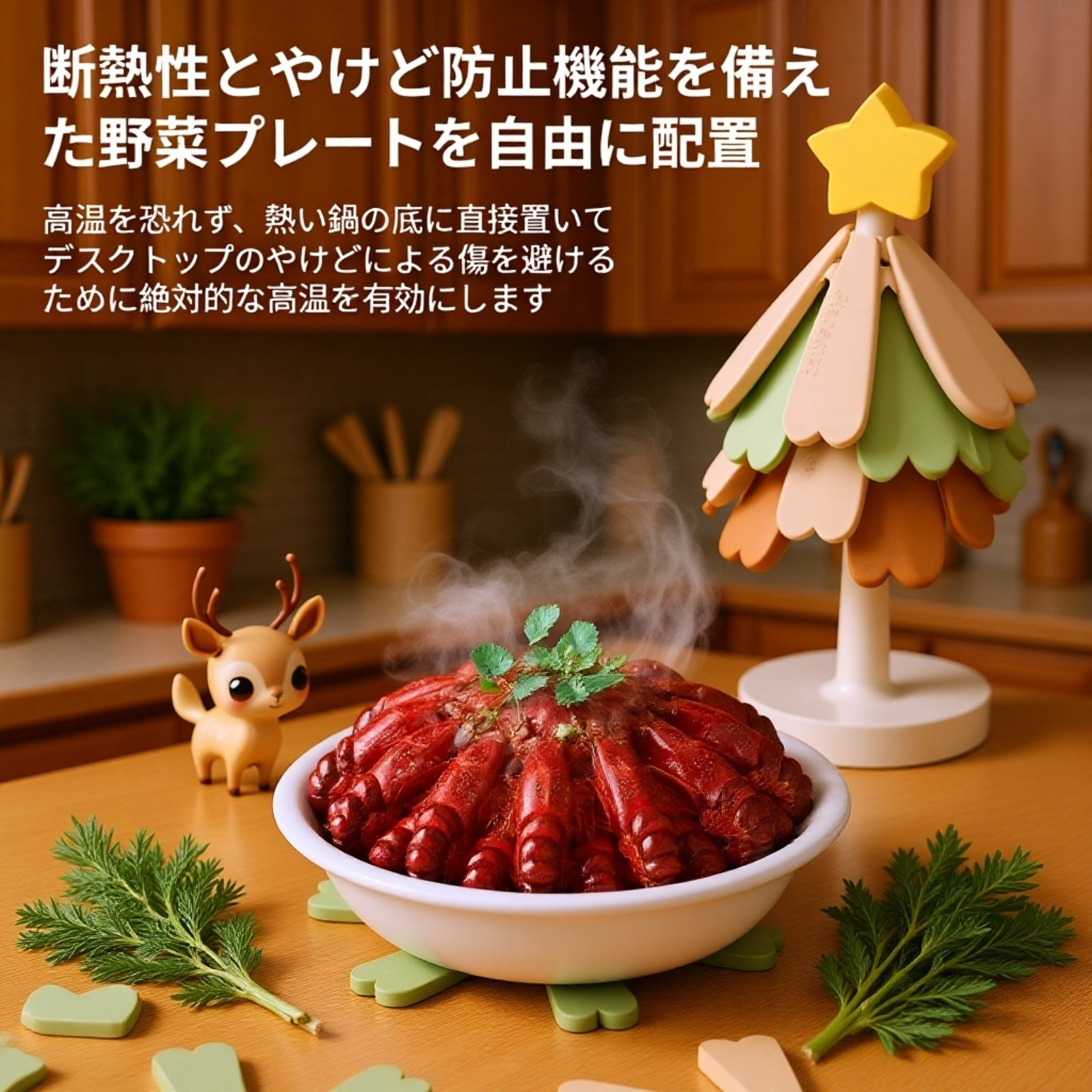 クリスマスツリー断熱パッドシリコン製やけど防止プレースマット