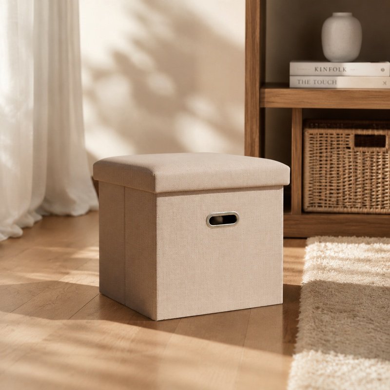 Multifunctional Foldable Chair with Boot Storage in modern living room