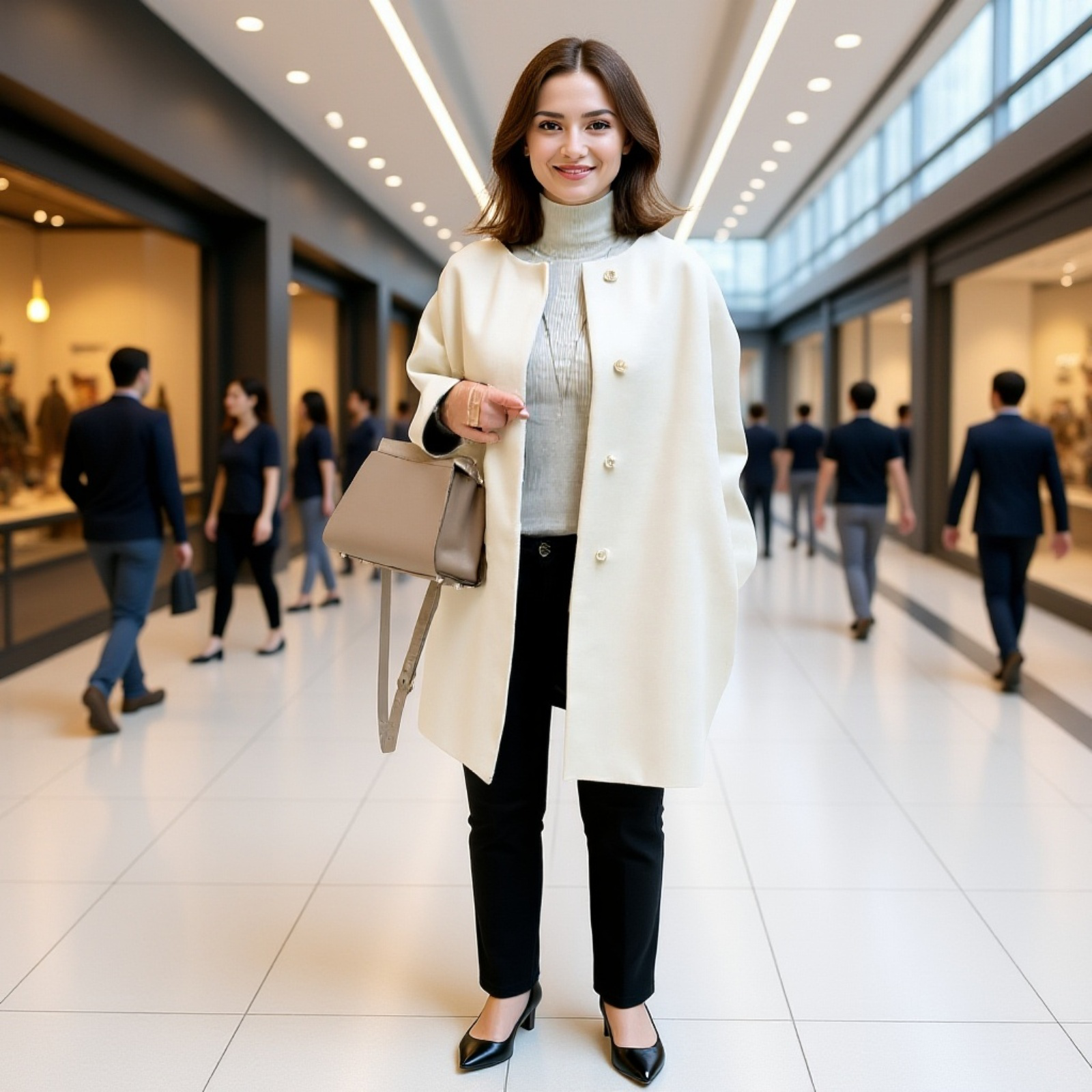 프리미엄 여성 가을 겨울 솔리드 코트 루즈핏 일자 상의 모직 코트 무드 코트