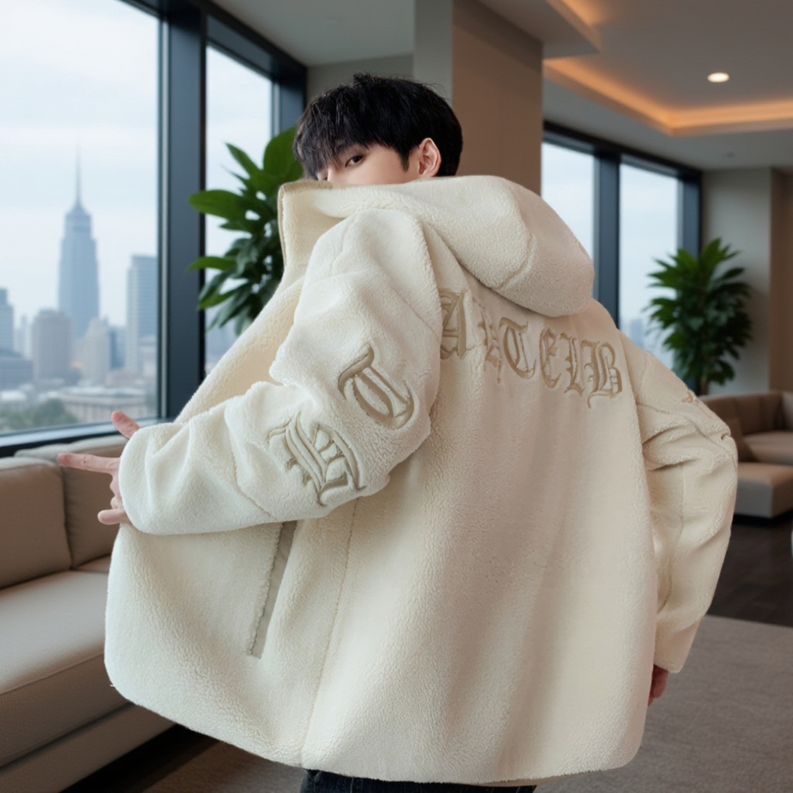 秋冬トレンドブランド メンズフリース裏地コート コットン中綿入り