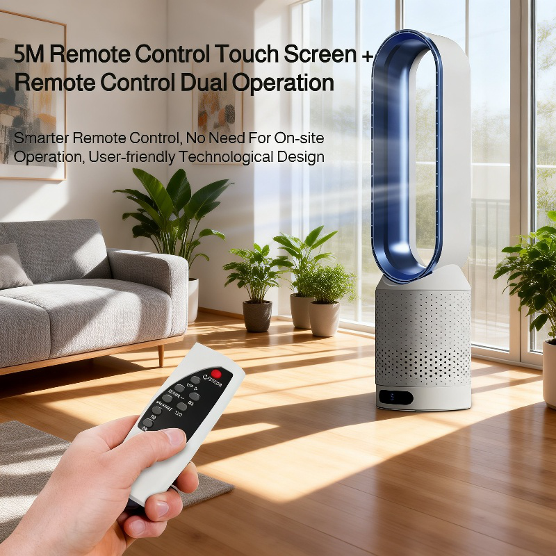 Household Bladeless Quiet Floor Fan with Hot and Cool Air Circulation