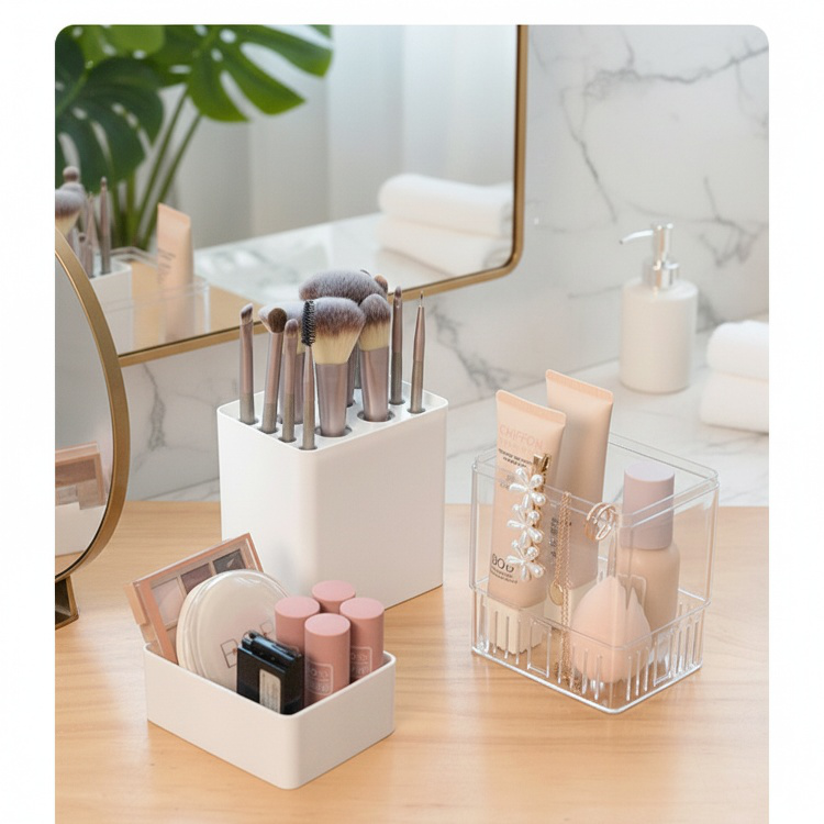 Makeup brush storage box transparent dust-proof loose powder brush eyeshadow brush eyebrow pencil ey