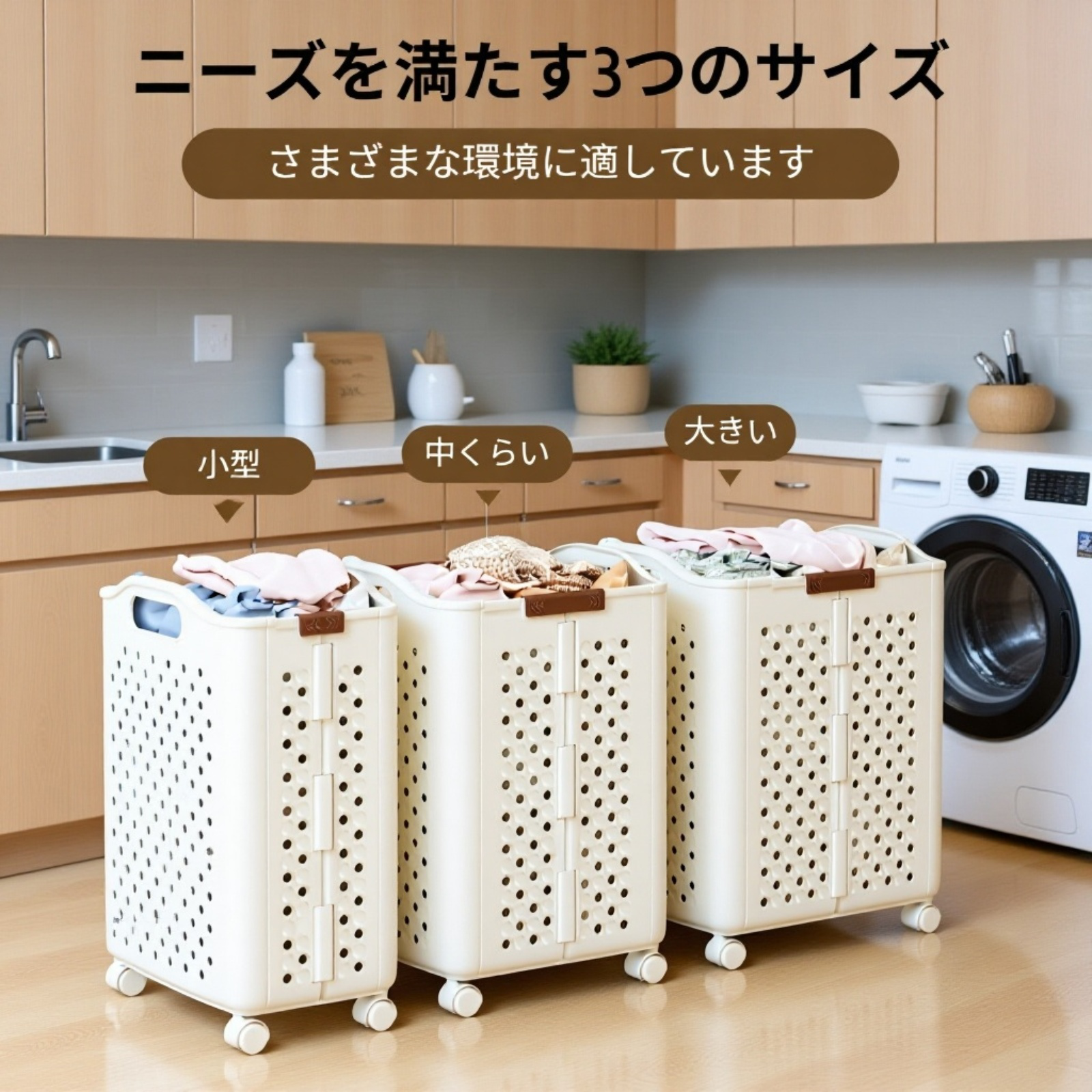 折りたたみ式家庭用ランドリーバスケット