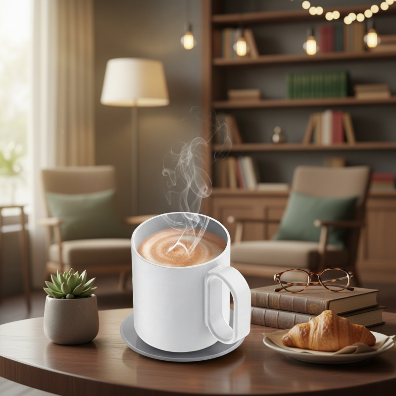 Office mug warmer with adjustable heat levels