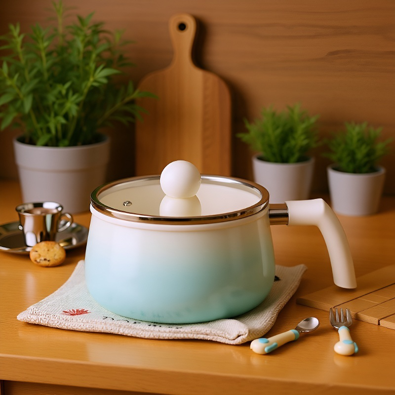 비주얼 작은젖냄비 전용 세라믹 그라데이션 냄비 아기 이유식 냄비 코팅 작은젖냄비
