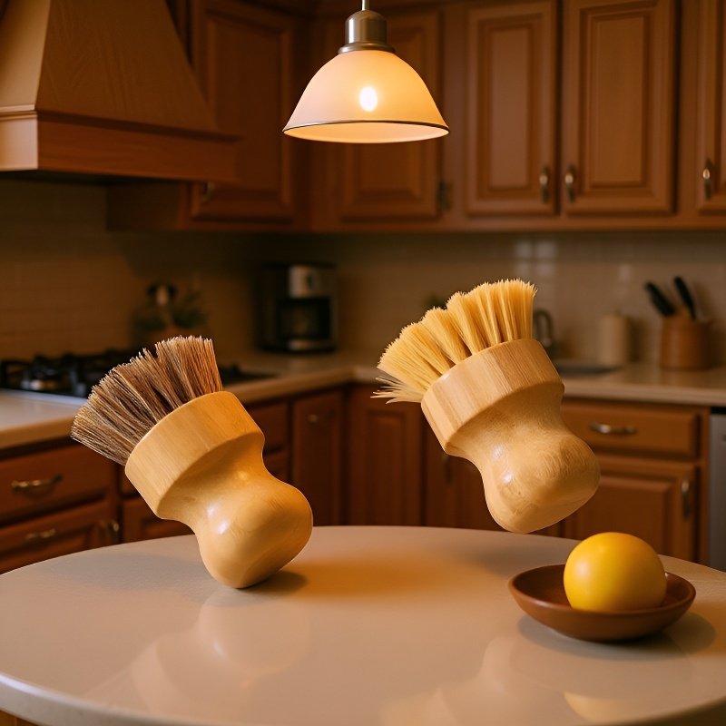 ナチュラルデザインのキッチンブラシのアップ画像