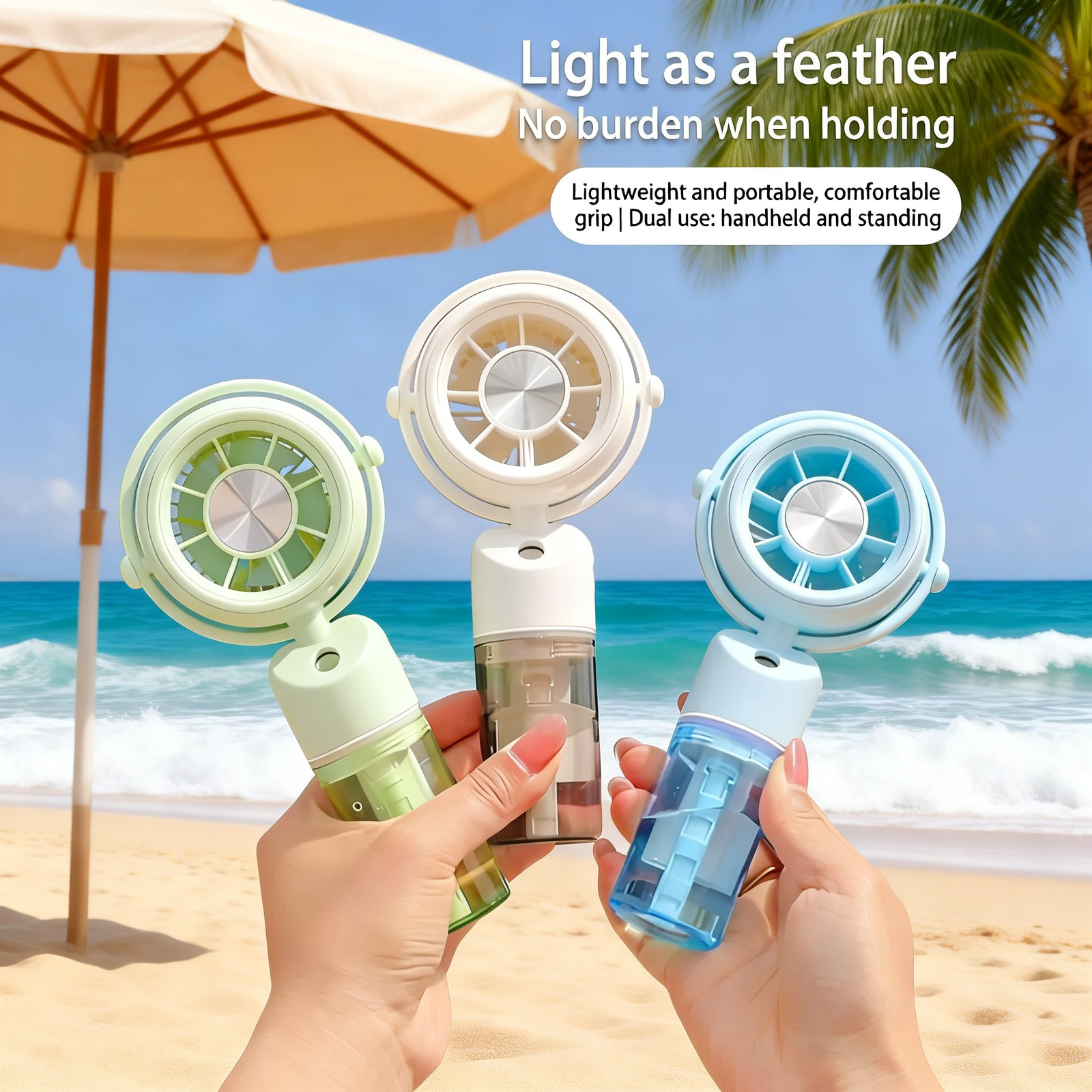 Compact handheld fan for summer activities