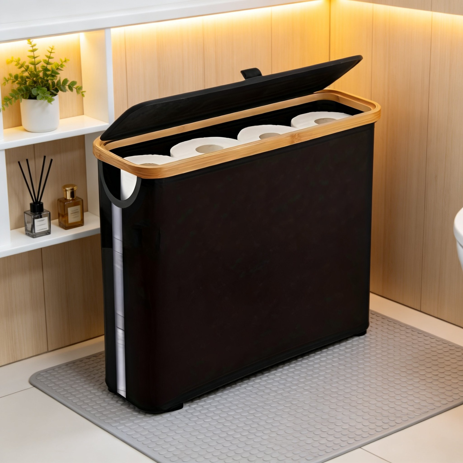 Caja de papel higiénico para baño instalada en la pared