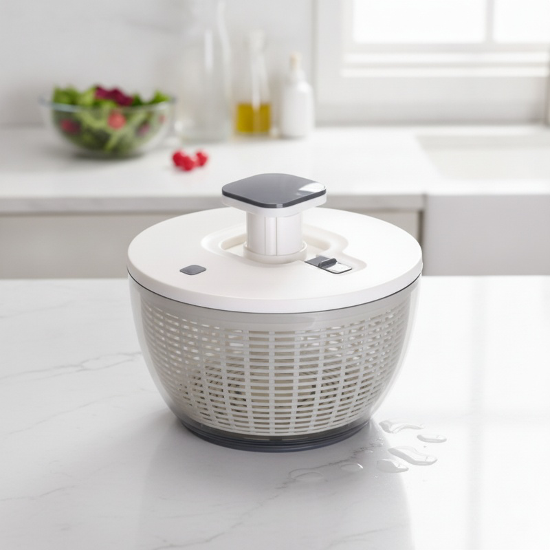 Hilandero Manual de verduras tipo empuje, cesta de drenaje de comida para ensalada de frutas, deshid