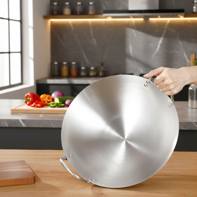 Premium stainless steel frying pan for commercial kitchens