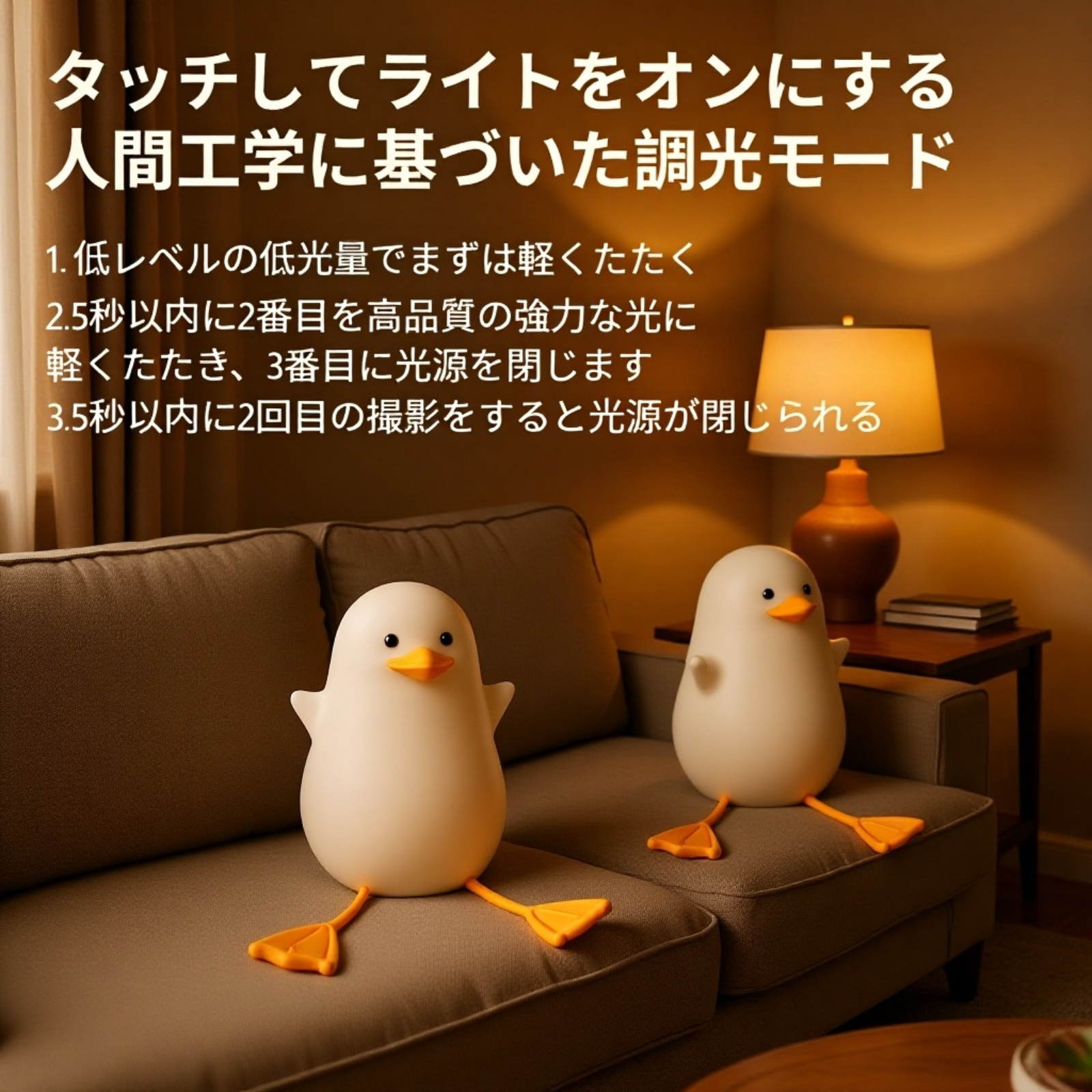 創意ギフトにおすすめのアヒルランプ 使用イメージ
