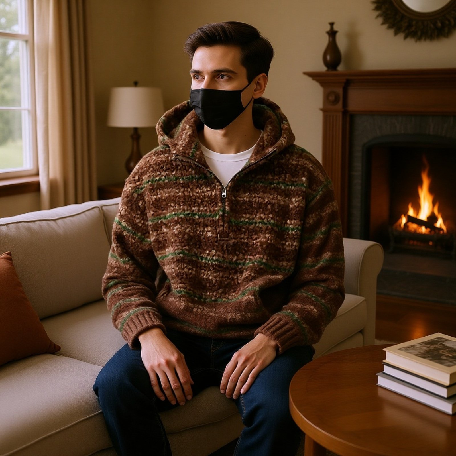 Tavasszal Új Japán Stílusú Csíkos Laza Gyapjú Kabát Férfiaknak