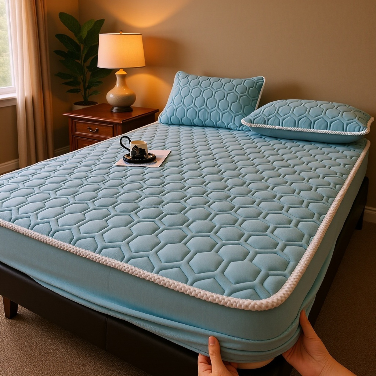 싱글/더블 침대용 푹신하고 두껍고 무게감 있는 겨울용 매트리스. 3중 열 구조