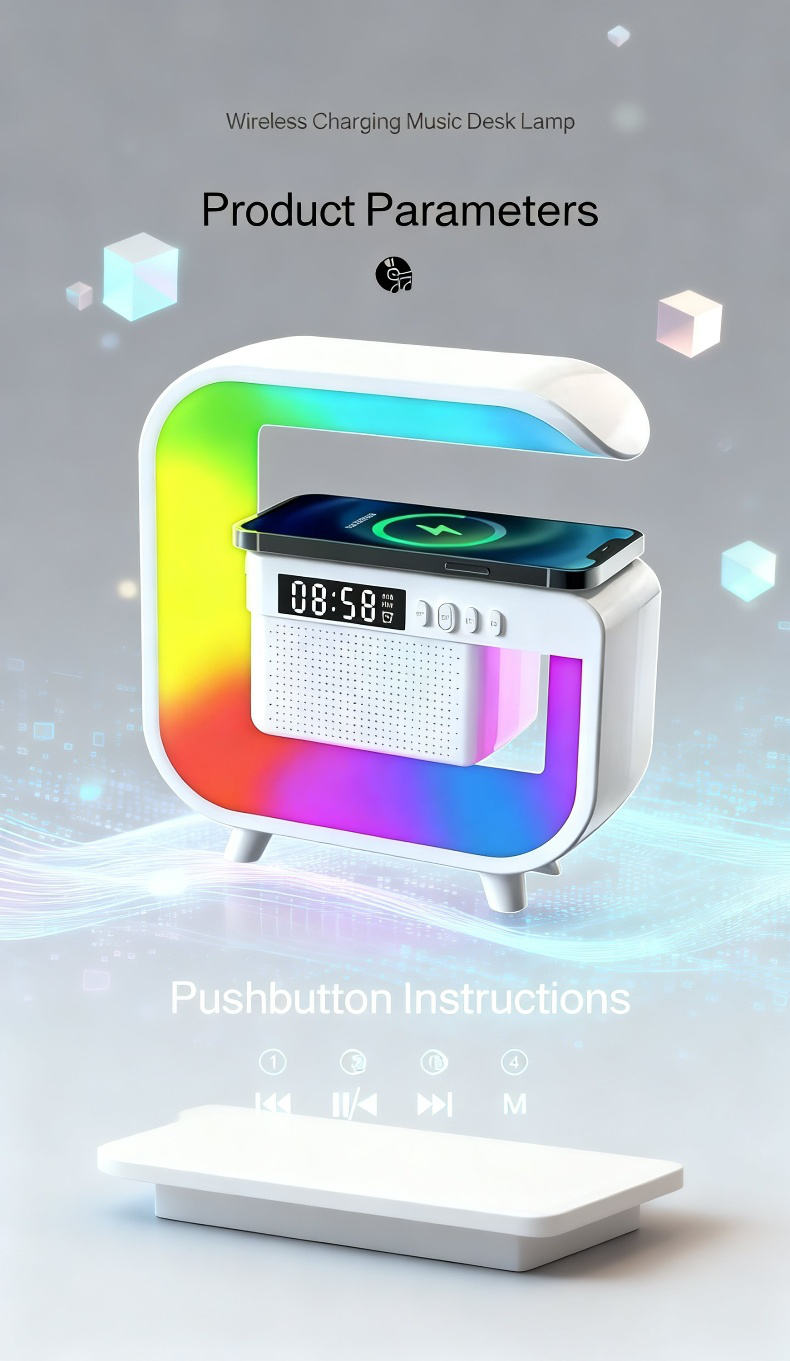 High Color LED night light speaker clock for modern homes