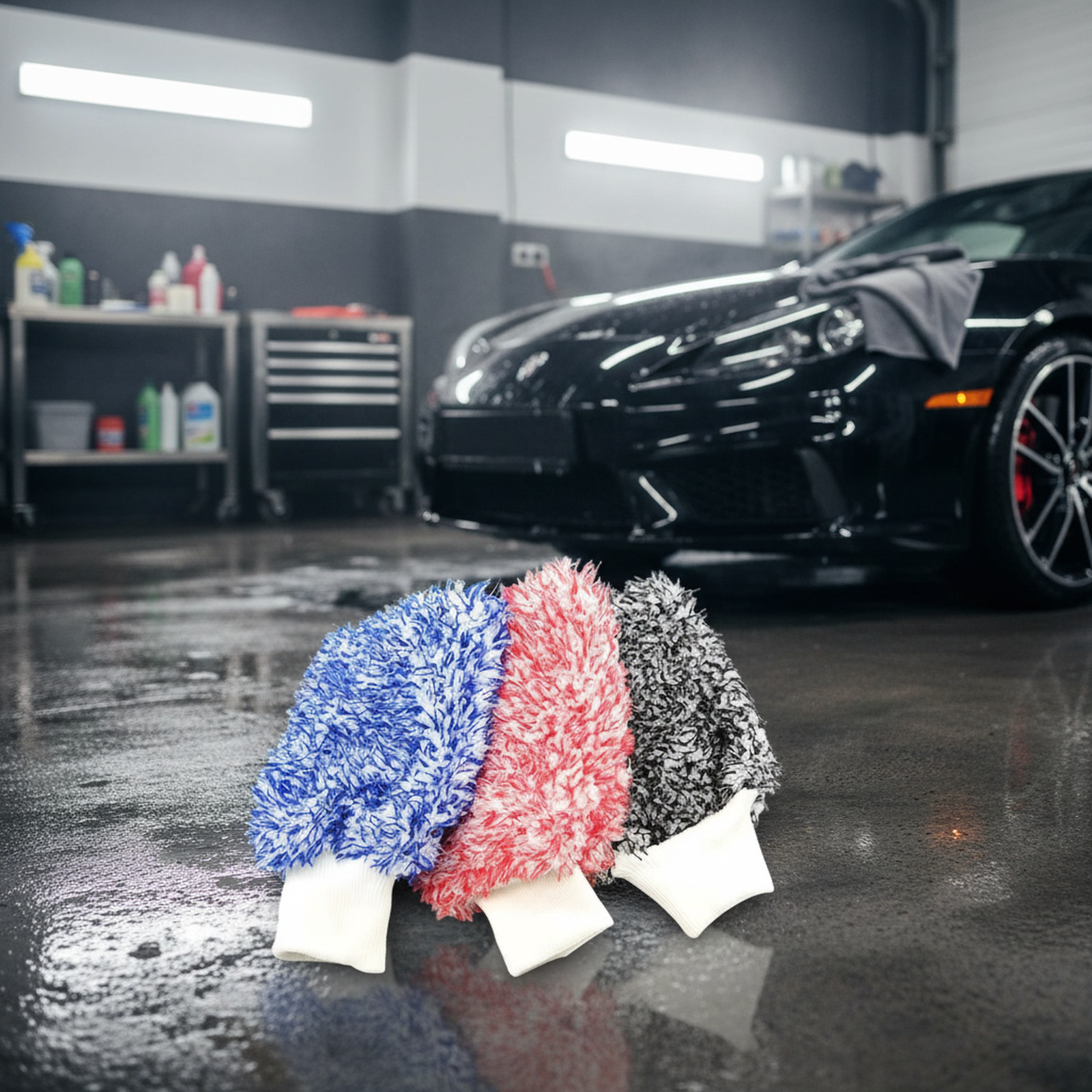 Large Size Double-sided Coral Fleece Car Wash Glove, Super Absorbent Microfiber Cleaning Glove