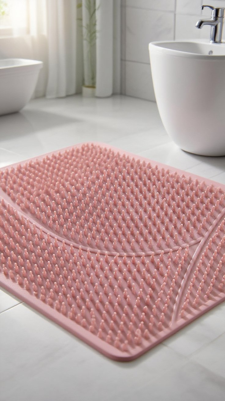 滑り止め加工が施されたバスマットの裏面