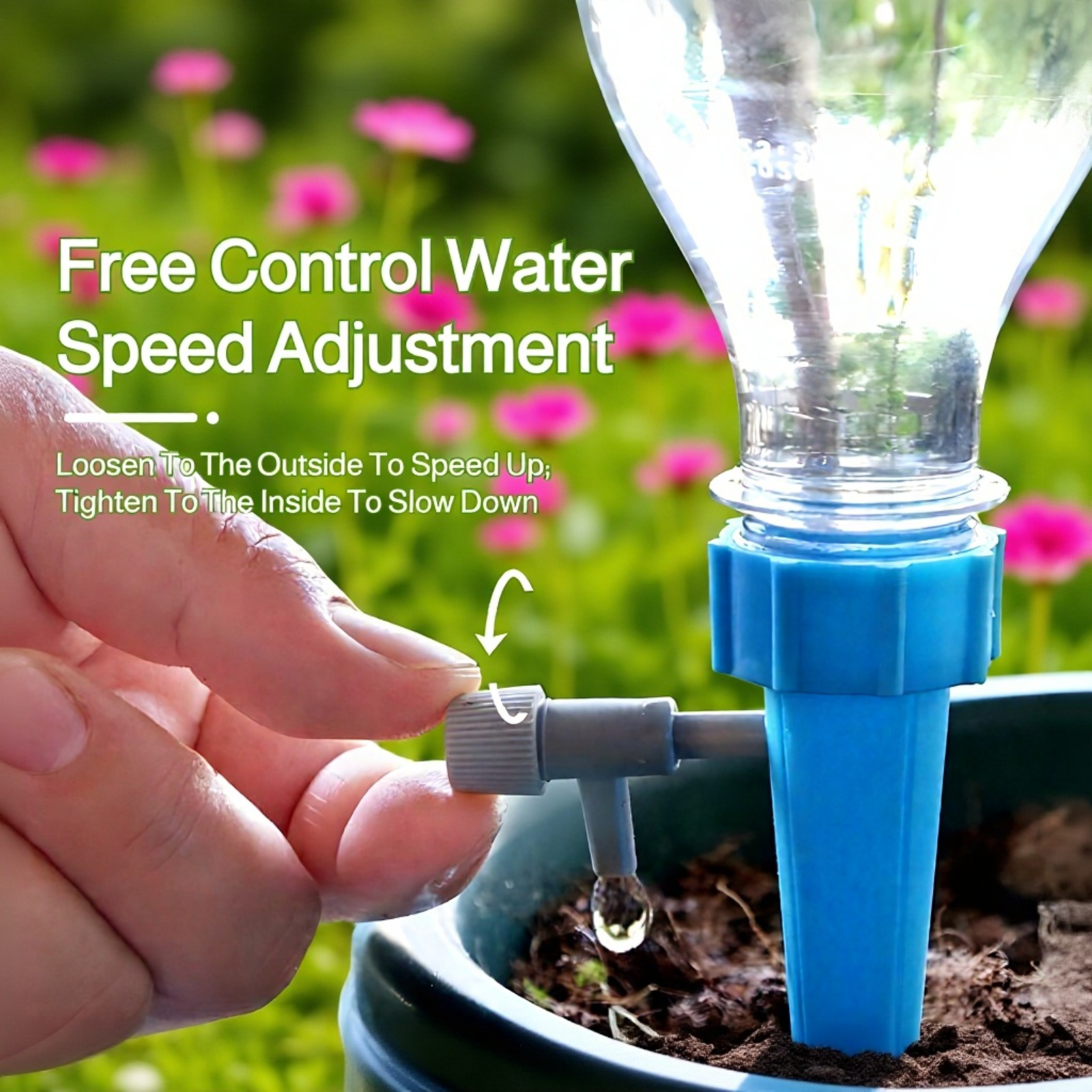 Lazy Automatic Plant Watering Device in use with potted plants
