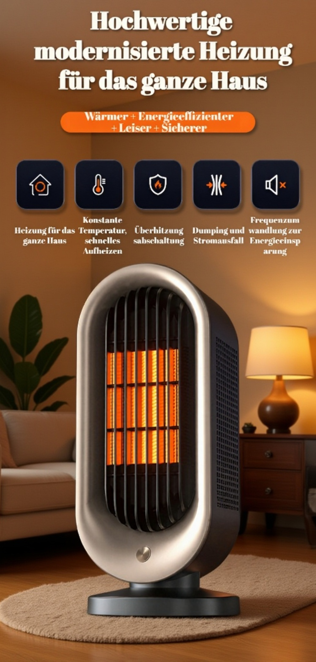 1200W Desktop Heizung mit Keramik PTC Technologie