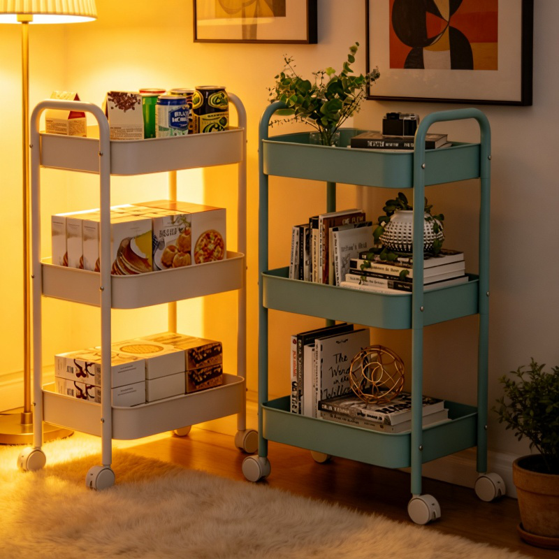 Carro organizador de baño sin perforación de acero al carbono