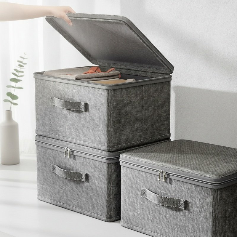 Cationic flip-top storage box for clothes, home textiles, large capacity, soft lid, wardrobe, layere