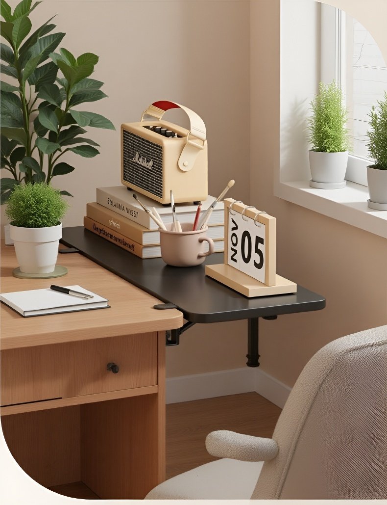 Extensor de escritorio instalado en mesa de oficina