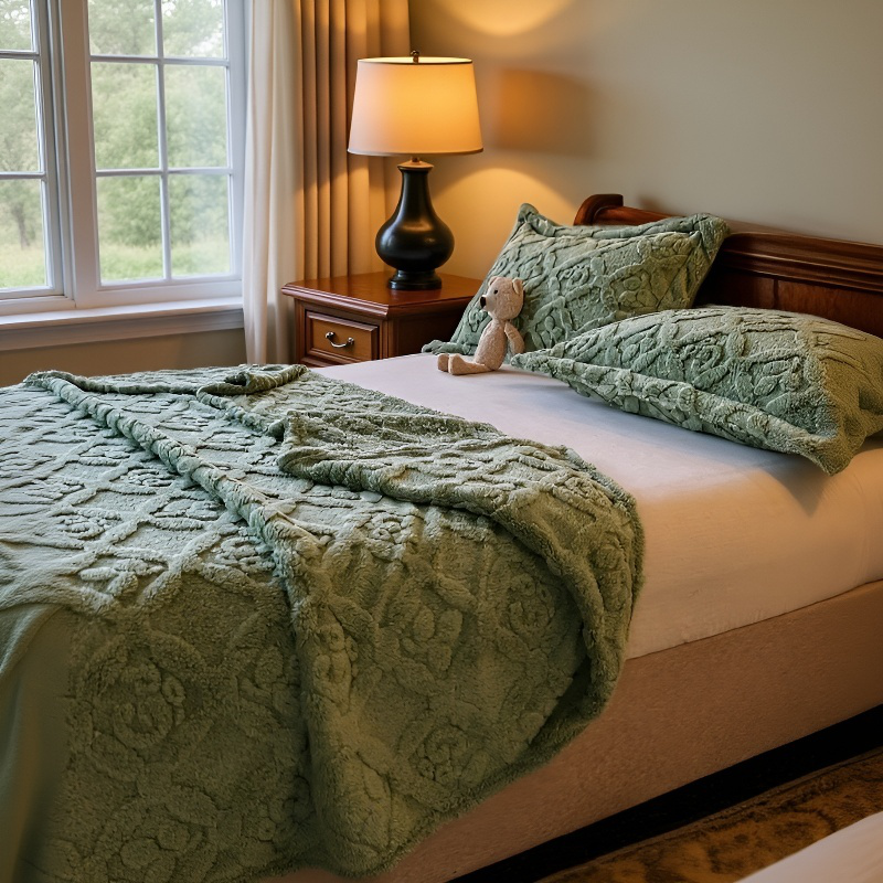 Manta gruesa de felpa de coral con diseño de jacquard