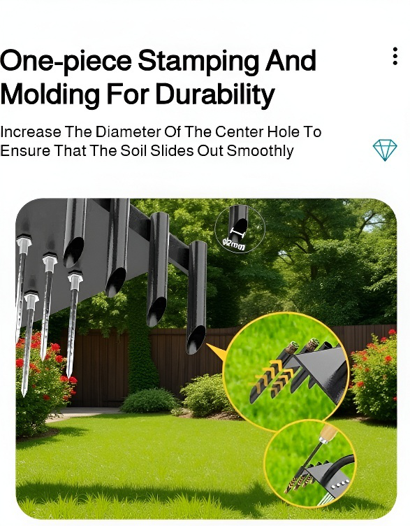 Close-up of handrail garden tiller for soil loosening