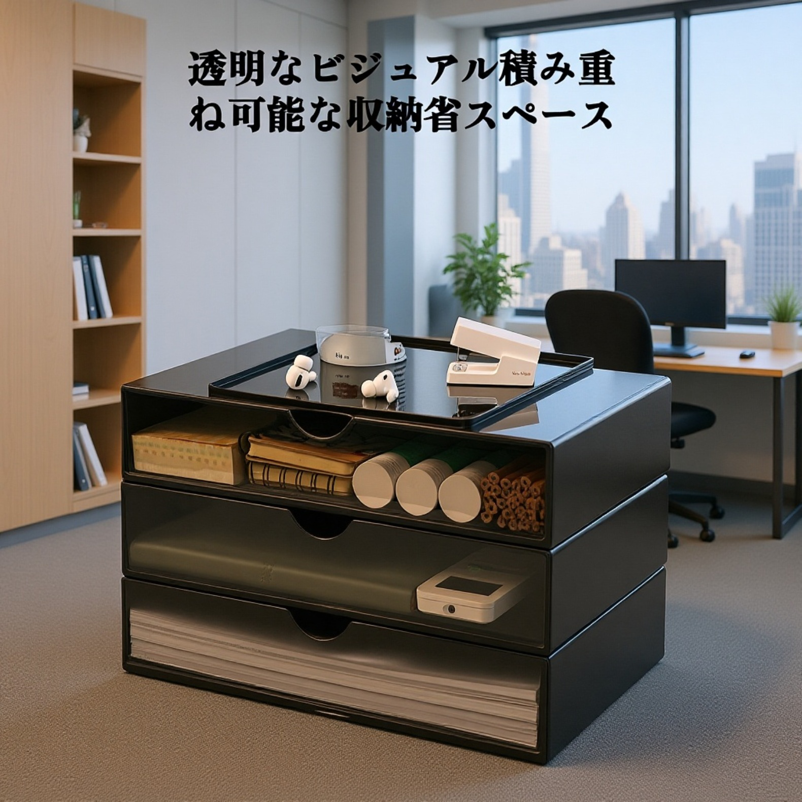 多層引き出し式卓上収納ボックス