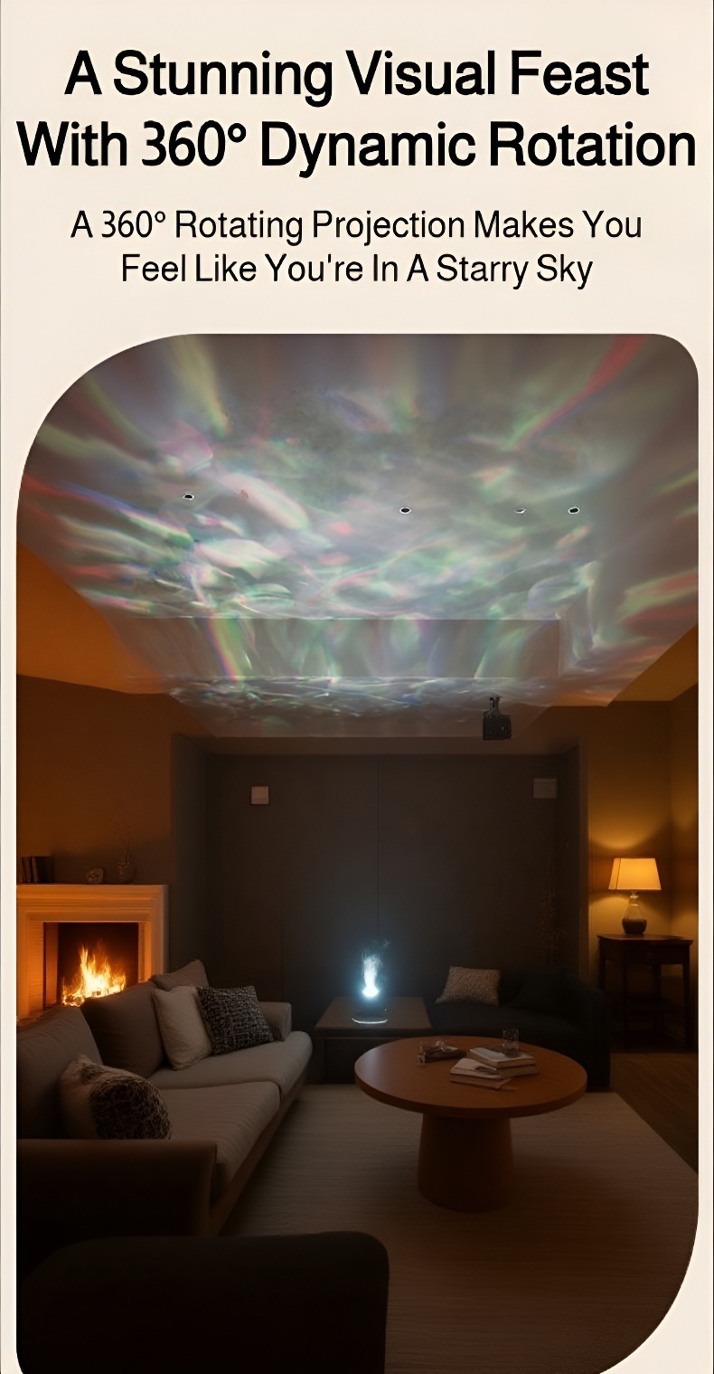 Close-up of rotating humidifier with starry sky projection feature